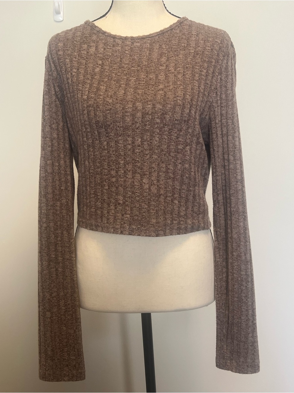 Brown Marled Crew Neck Sweater Women’s Size M | Long Sleeve Knit Pullover